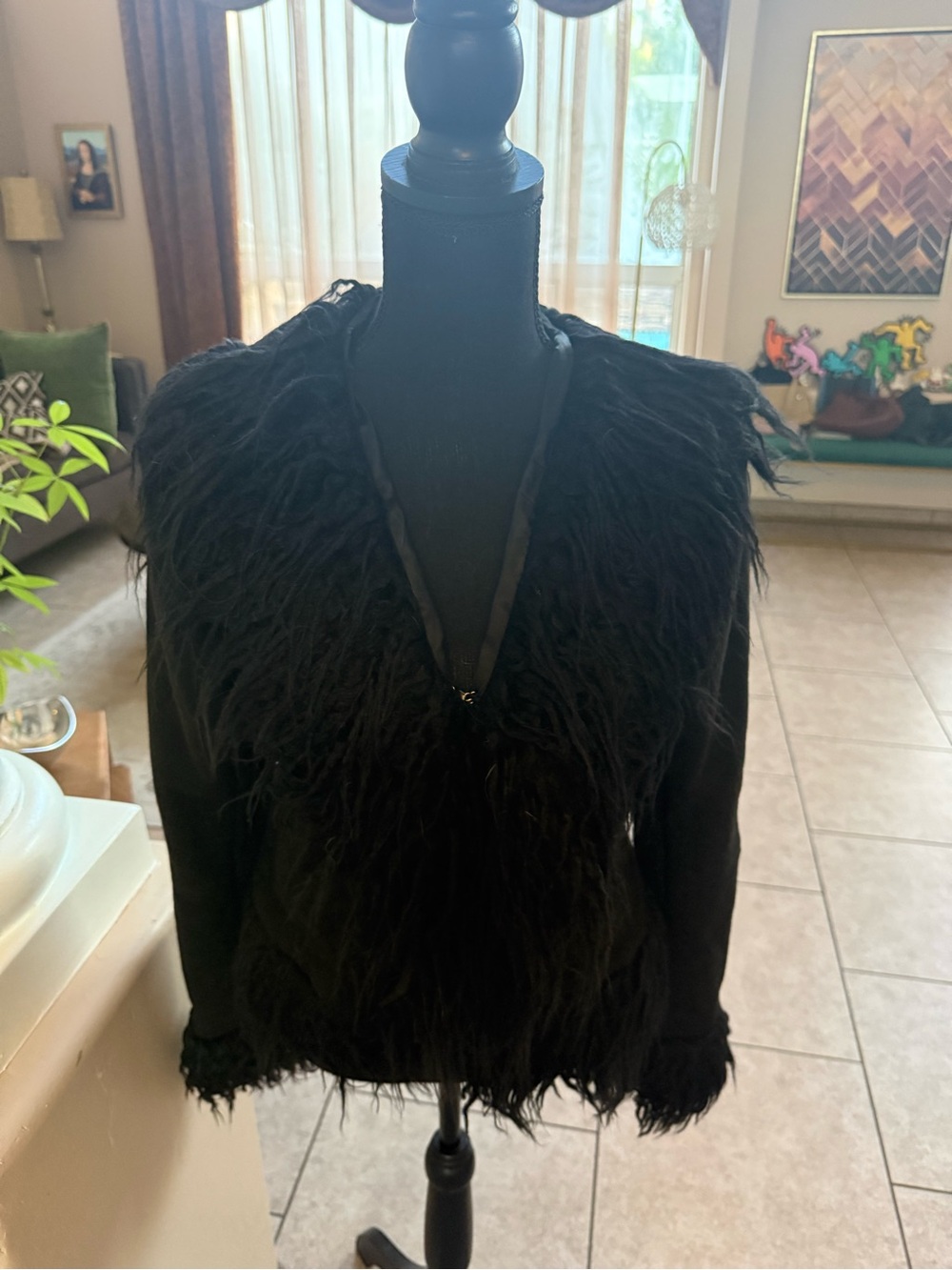 Edikted Black Faux Fur Trim Women's Jacket Y2K Penny Lane front hook pockets